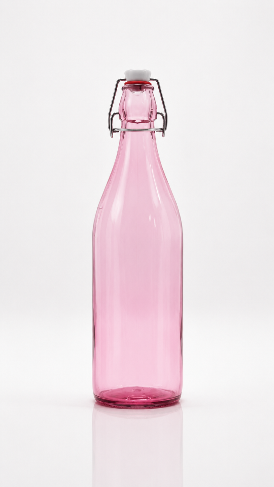 Pink Glass Bottle with Swing-Top Ceramic Stopper